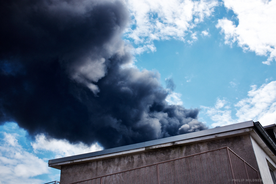 View from my balcony at the recent fire of a warehouse in Ludwigshafen